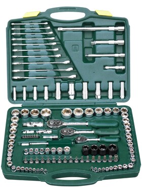 胜达工具 120件6角型套筒工具组合套装 汽修机修五金工具箱 包邮