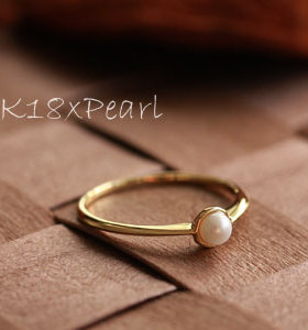 日本代购饰品可爱3.5mm akoya海水珍珠18K黄金女戒指叠戴组合戒指