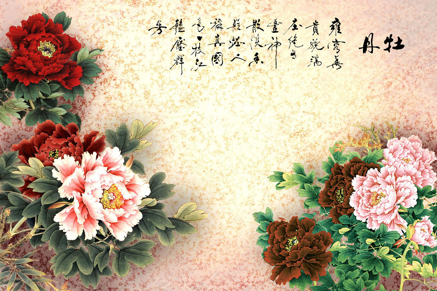 628海报印制海报展板素材593牡丹富贵花画