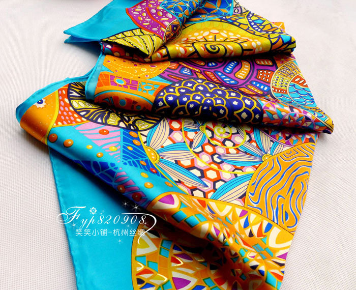 大牌风100%桑蚕丝礼品丝巾加厚真丝烫金特大方巾披肩围巾蜗牛之梦