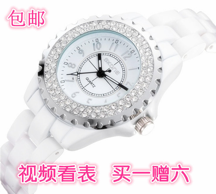 2024新款白色陶瓷手表女韩版时尚潮流防水学生简约电子白色情侣表