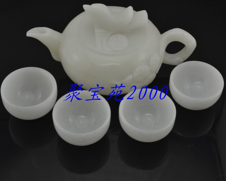 天然白玉摆件酒壶茶具酒杯方解石