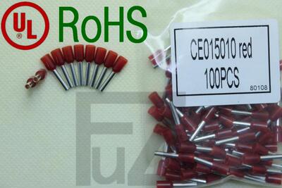 欧式管型端子CE015010针型端头1.5平方红色UL RoHS100只/包E1510