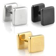 Simple tri-color wing square men''s earrings men titanium steel men Jewelry Accessories for Japanese and Korean boys single black