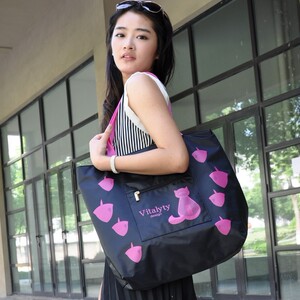 欧美尼龙包女包大包妈咪休闲单肩包女手提防水拉链购物袋卡通折叠