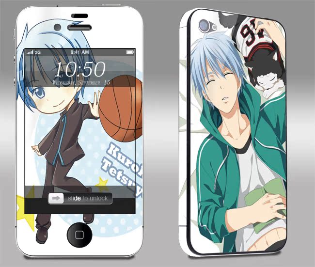 Æ»¹ûiPhone 4/4S/5 5SÍ´»úÌùĤ ºÚ×ÓµÄÀºÇò ÌùÖ½¶¯ÂþÊÖ»ú²ÊĤ²ÊÌù
