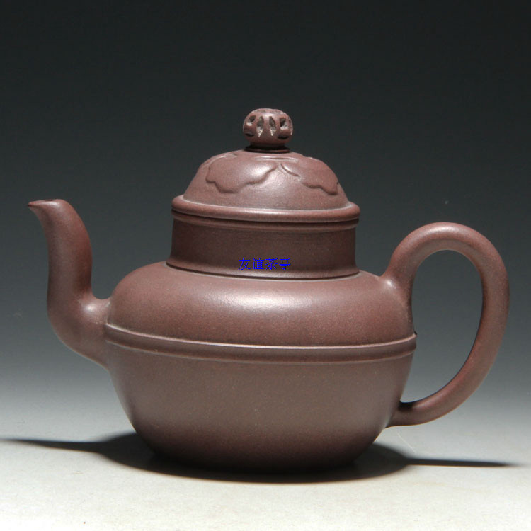 宜兴紫砂壶 早期老壶 明清茶壶 掇球壶 原矿老紫泥 300cc 独孔