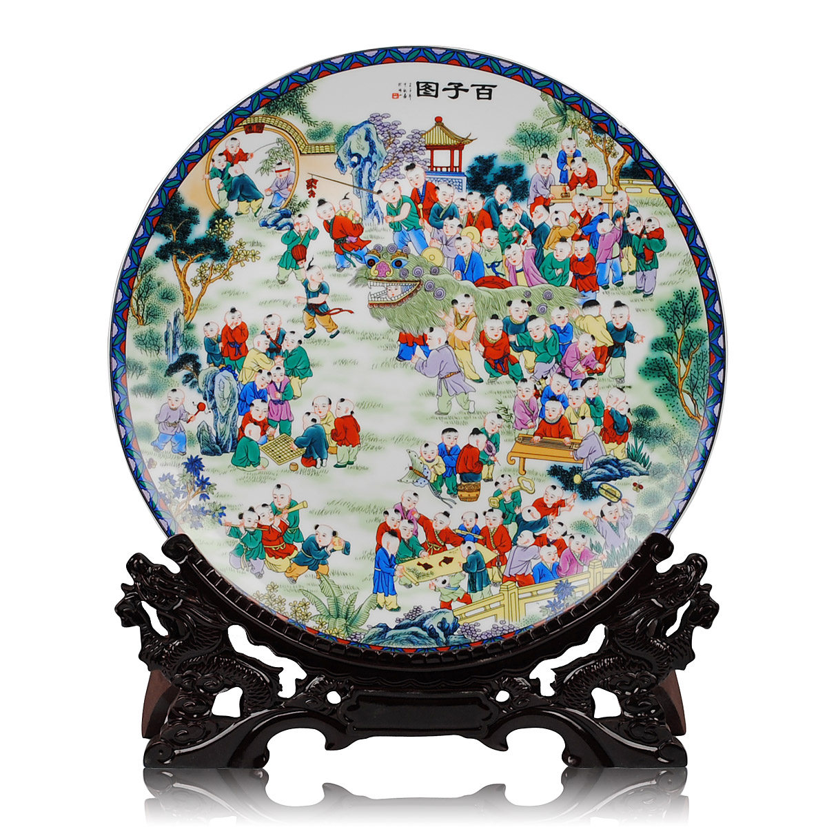 景德镇陶瓷器 35CM中式粉彩百子图挂盘装饰坐盘 客厅家居装饰摆设,家居饰品,装饰坐盘/挂盘,淘宝优惠券,粉丝福利购,淘宝优惠卷