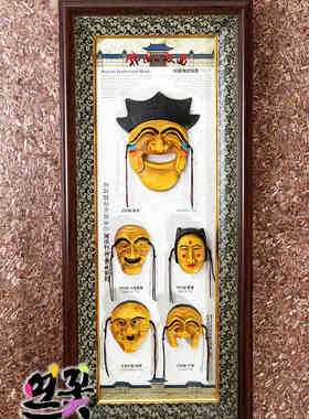 韩国原装进口玻璃5人假面相框/韩国料理店壁挂/韩式挂饰/H-P01372