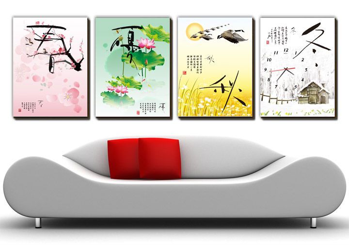 十字绣重绘图纸 十字绣图纸/源文件 客厅四联画 春夏秋冬