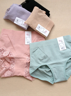 Fimage有致外贸正品女蕾丝性感纯棉舒适中腰收腹提臀三角大码内裤