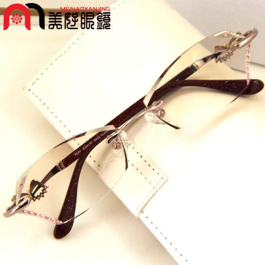 韩国正品YEIN魅影8208无框切边镶钻近视眼镜 定制眼镜女款