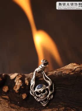 925银月光石骷髅吊坠