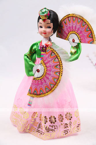 韩国原装进口韩服娃娃/韩国工艺摆设品/跳舞拿扇单娃/H-P01560