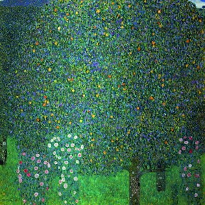 油画沙发背景墙餐厅客厅装饰画风景挂画壁画克里姆特树下的玫瑰丛