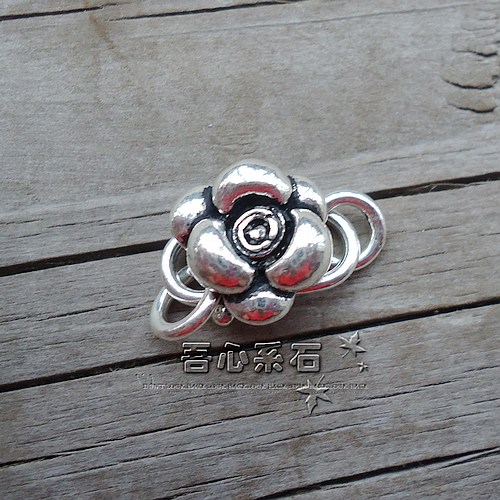 『系石』DIY散珠 进口925泰银 带环玫瑰花大S扣 纯银扣63元/颗