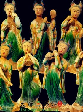 唐三彩乐俑陶瓷仿古家具收藏