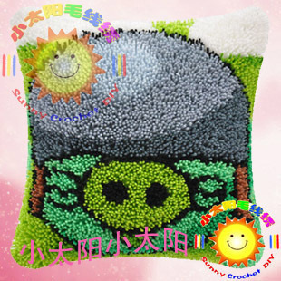 段段绣/毛线绣/绒绣/钩针绣抱枕手工靠枕 愤怒的小鸟-猪3(2件包邮