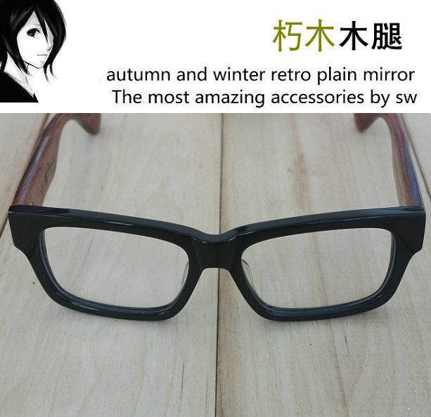 日本潮男女宋茜戚薇同款眼镜架复古木质文艺平光镜黑框眼镜框