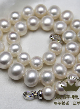 超特大巨无霸13-14mm天然珍珠项链 近正圆 强光正品包邮女