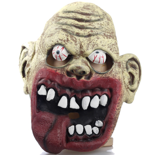 爱新奇万圣节化妆舞会面具恐怖硅胶头套派对R16爆眼面具大舌