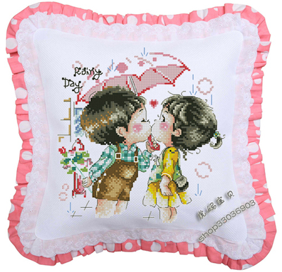 DMC十字绣靠垫（抱枕）ZP125CD S3213 Rainy day 下雨的日子