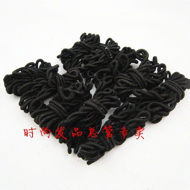 化妆师造型师盘发用 黑皮筋/盘发皮筋/黑色缠线皮筋高弹力200根