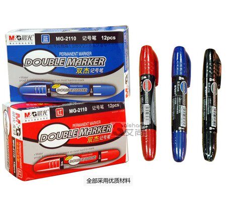 晨光文具 晨光记号笔 晨光MG2110双杰记号笔 大双头 黑蓝红图片