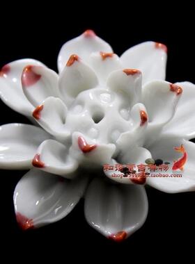 十方利  佛堂办公室香插 迷你莲花香炉 白色莲花香座 陶瓷香座
