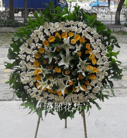 花圈丧事鲜花祭奠花太原鲜花速递同城配送白色黄色菊花花篮花束等