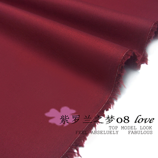 J706秋冬娜扎偶像来了酒红裙布料纯棉酒红深红色弹力纯棉弹力布料
