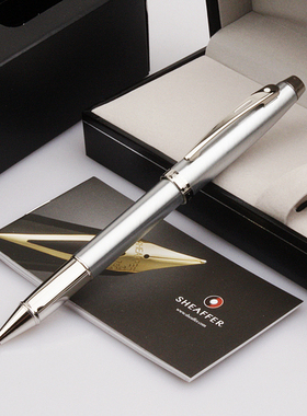 美国犀飞利sheaffer 100系列 银灰夹钢杆钢套宝珠笔/签字笔黑色芯