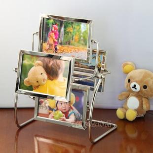 包邮 相框摆台摩天轮儿童照片框 金属大风车旋转3寸5寸6寸相框欧式