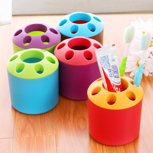 创意多孔牙膏牙刷架 筷子筒桶 多功能桌面笔筒 情侣牙具座 置物架