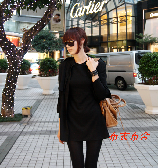 新款女士加肥加大韩版纯棉圆领长袖中长款瘦身包臀打底衫量身定做