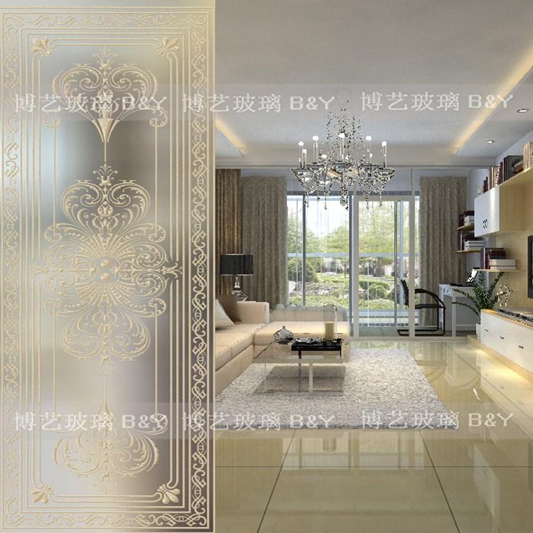 玄关隔断艺术玻璃上海手工雕花