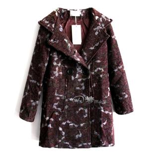 品牌撤柜名泽休闲连帽双排扣厚实保暖70羊毛呢大衣长外套特价D026