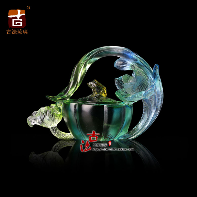 古法烧铸工艺烧制琉璃水芙蓉壶手工小摆件壶高端礼品礼物