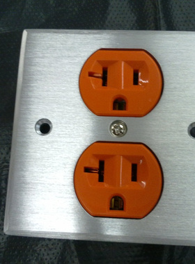 高级2位铝合金面板入墙插 美标橙色电源插座芯 插座 86型