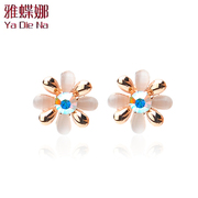 Ya na new Korea ladies Opal Stud Earrings Korean fashion retro cute Flower Earrings