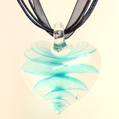 MuralaGlass出口意大利油画幻彩 旋纹心形E 琉璃项链吊坠毛衣链