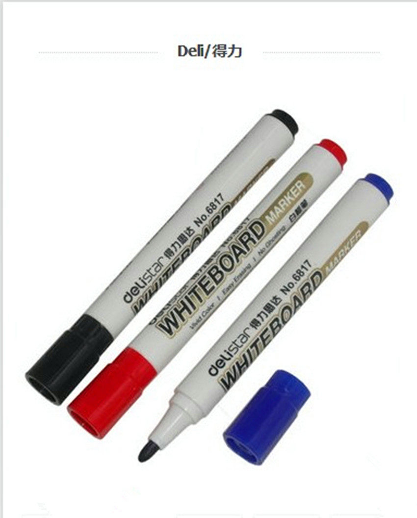 正品 得力6817白板笔 水性 可擦白板笔 2mm 展示板笔 白