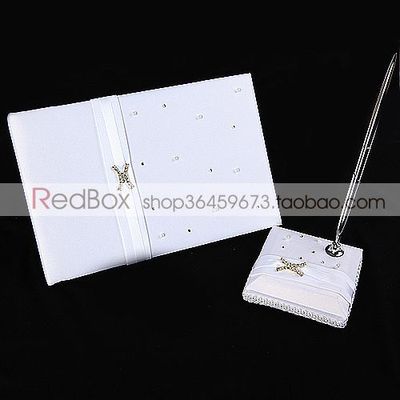 RedBox婚礼用品 西式 X水钻结婚签到本签名册签到簿 婚庆签字笔