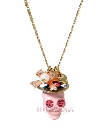 外贸饰品 粉色骷髅项链