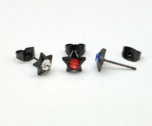 钛钢耳钉 2071 不变色不掉色 耳钉 不锈钢耳环男士 黑色五角星新款