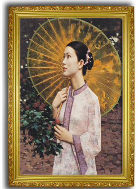 唯美为家装饰画 时尚简约有框画 现代家居挂画 人物油画 东方美