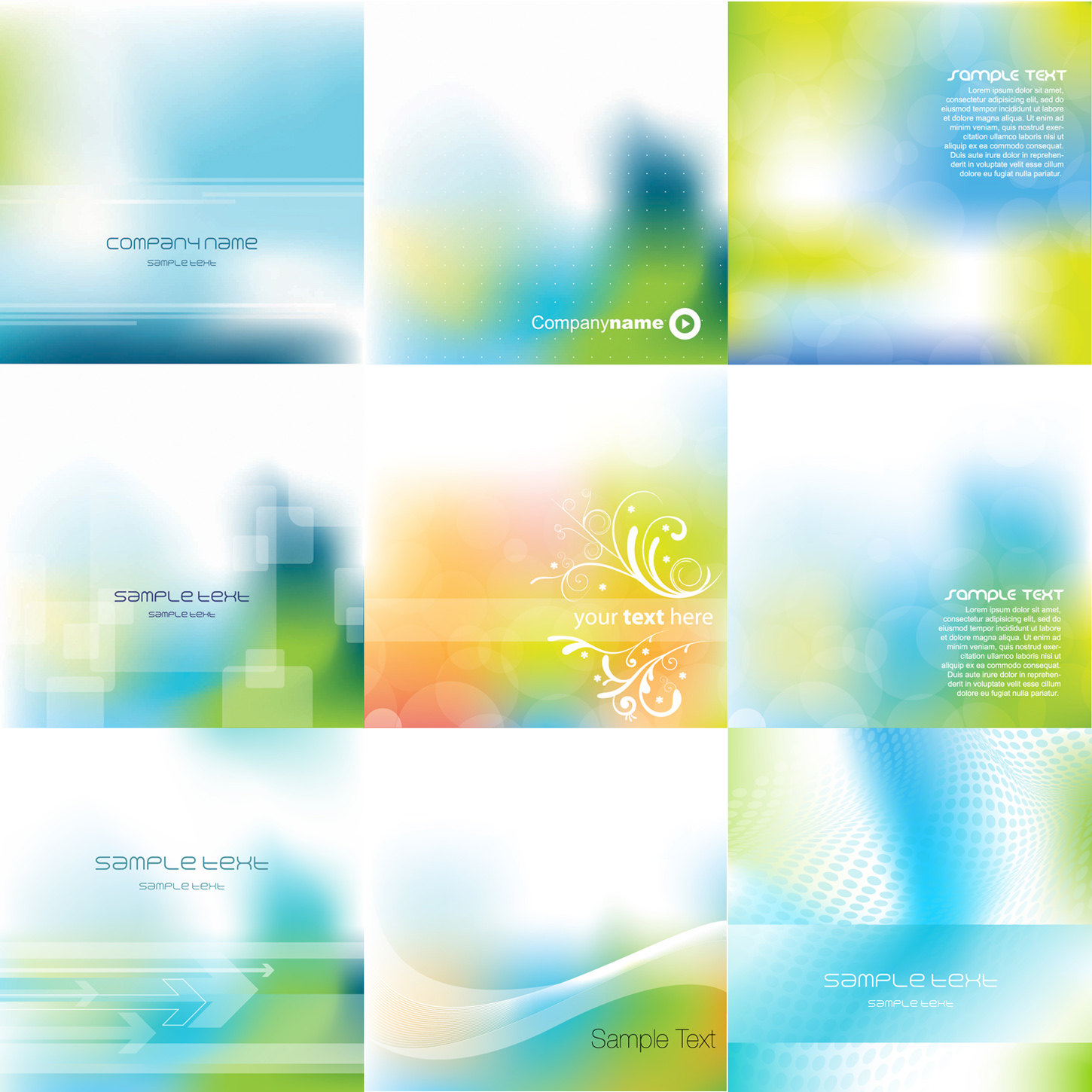 蓝色绿色梦幻水彩光晕染背景美容健康环保海报轮播矢量背景a908