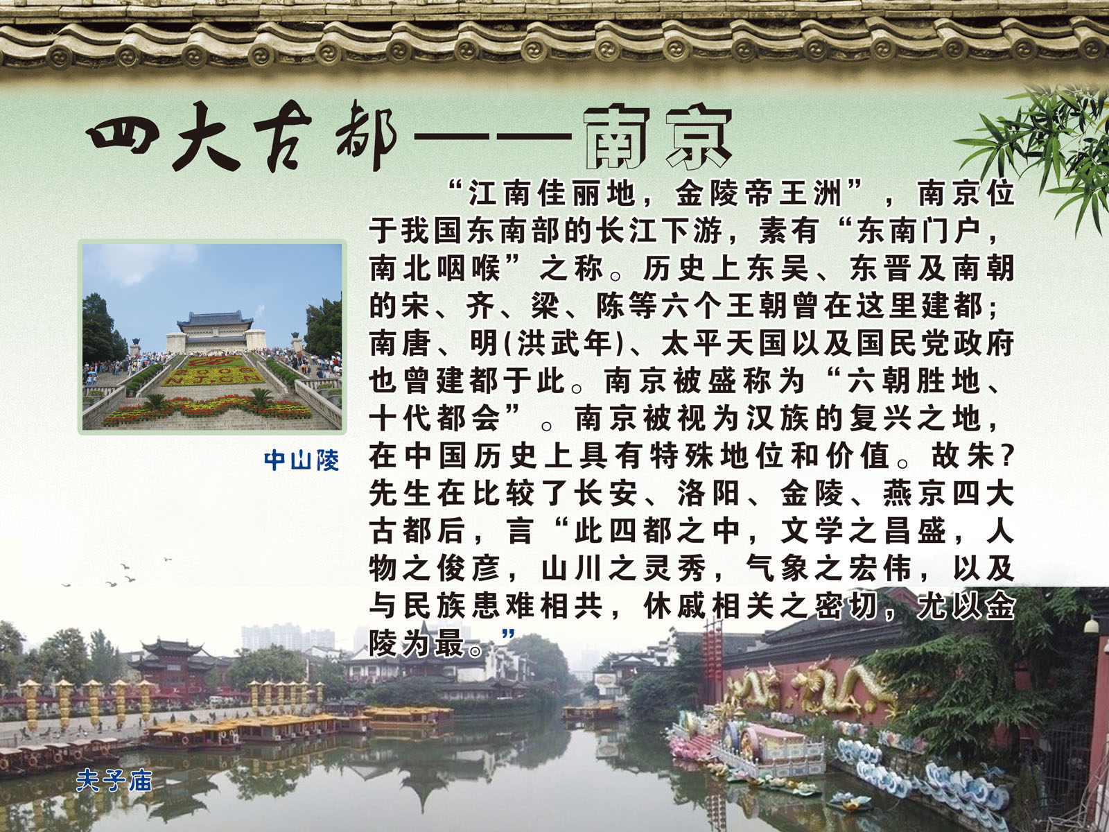 661海报印制展板素材35中国四大古都西安洛阳南京北京简介