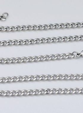 4.2MM两面磨抛光钛钢项链/316L不掉色纽磨单款链/吊坠配链[0007]