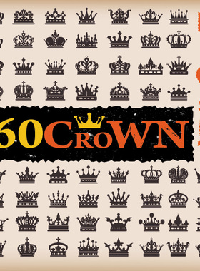 60多款欧式尊贵皇冠AI矢量素材女王标签纸价格签标识标志图标246